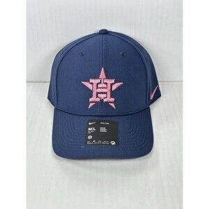 Size M/L Houston Astros Nike Club Dri-Fit Adjustable Hat Cap Navy Pink NWT
